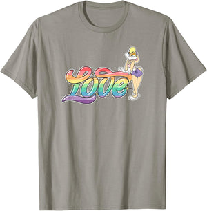 Looney Tunes Lola Bunny Love Cursive Rainbow T-Shirt - T-Shirt | Sand