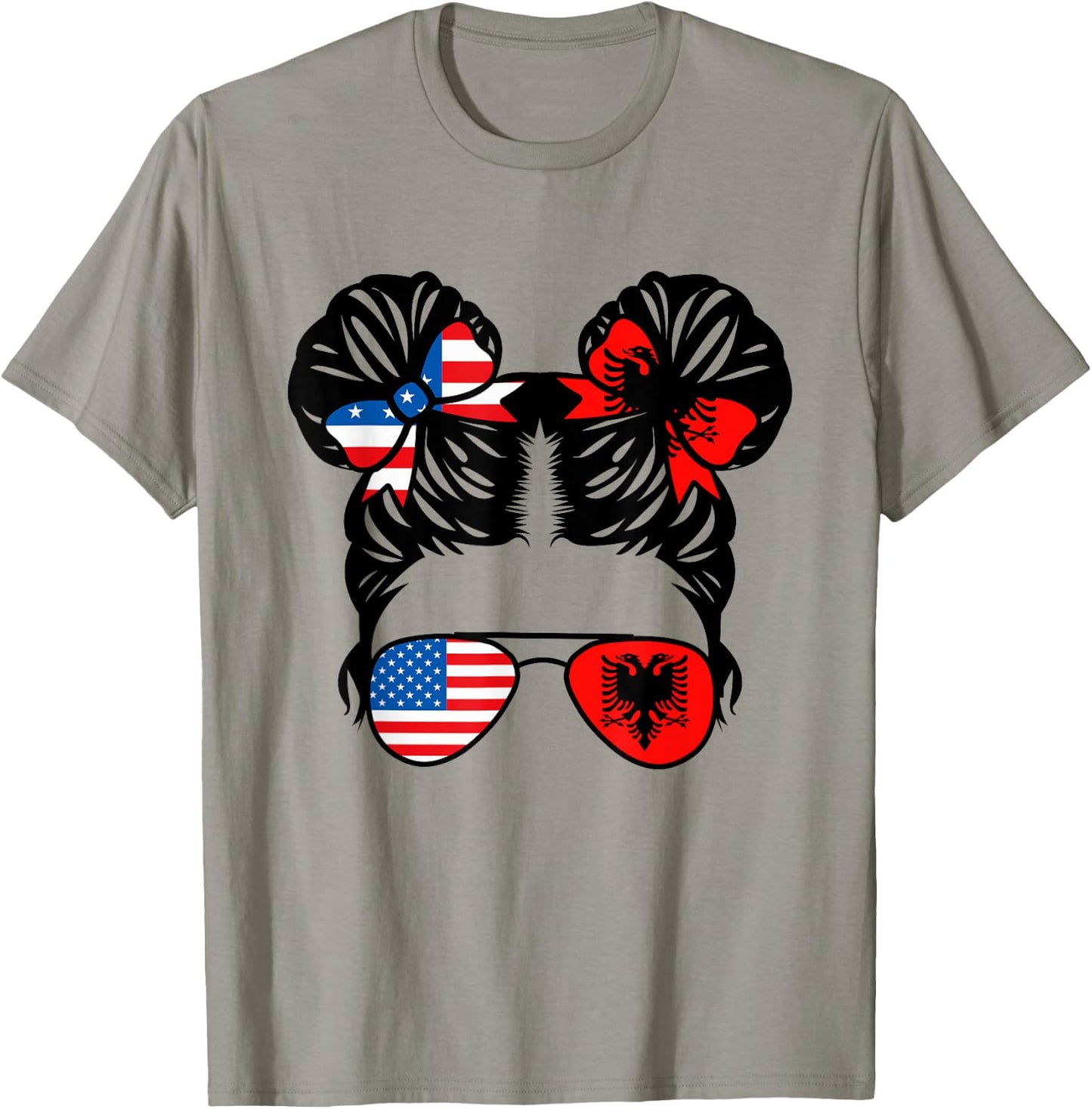 Half American Half Albanian Girl USA Albania Flag Patriot T-Shirt - T-Shirt | Sand