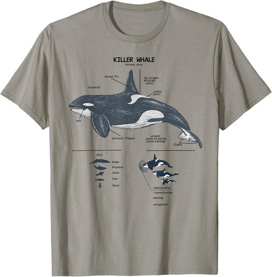 Killer Whale Anatomy Marine Biologist T-Shirt - T-Shirt | Sand