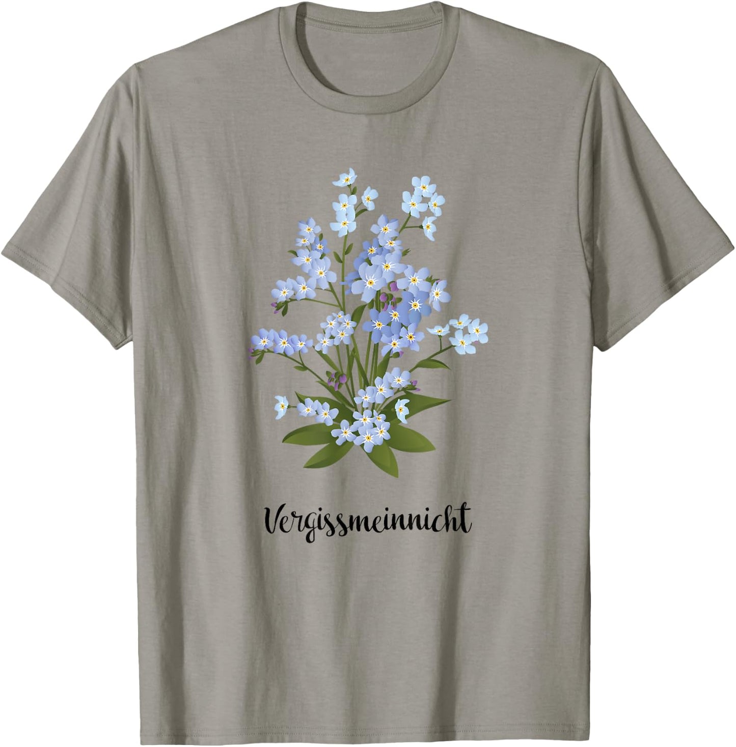 Forget Me Not Myosotis Garden Flowers Floral Ornament , gray T-Shirt - T-Shirt | Sand