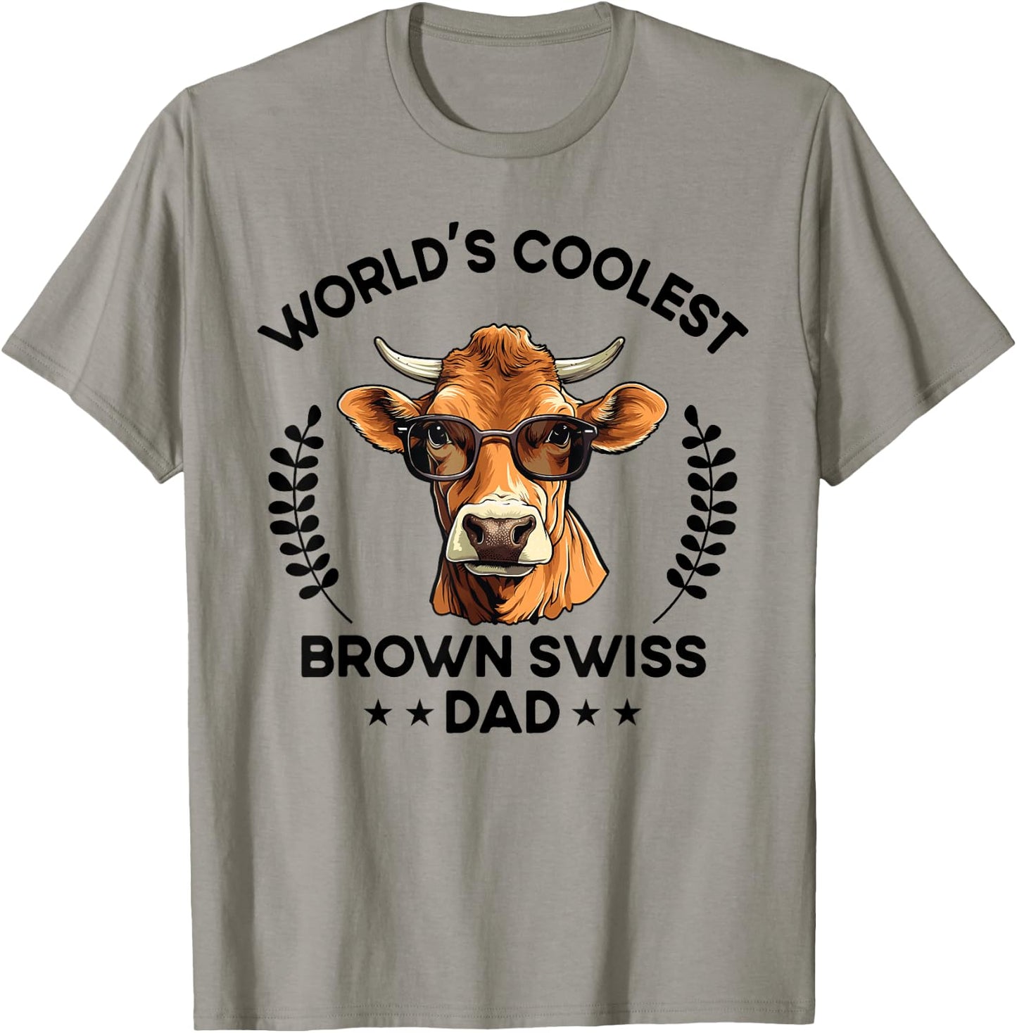 World's Coolest Cow Dad Papa - Men Farmer Brown Swiss T-Shirt - T-Shirt | Sand