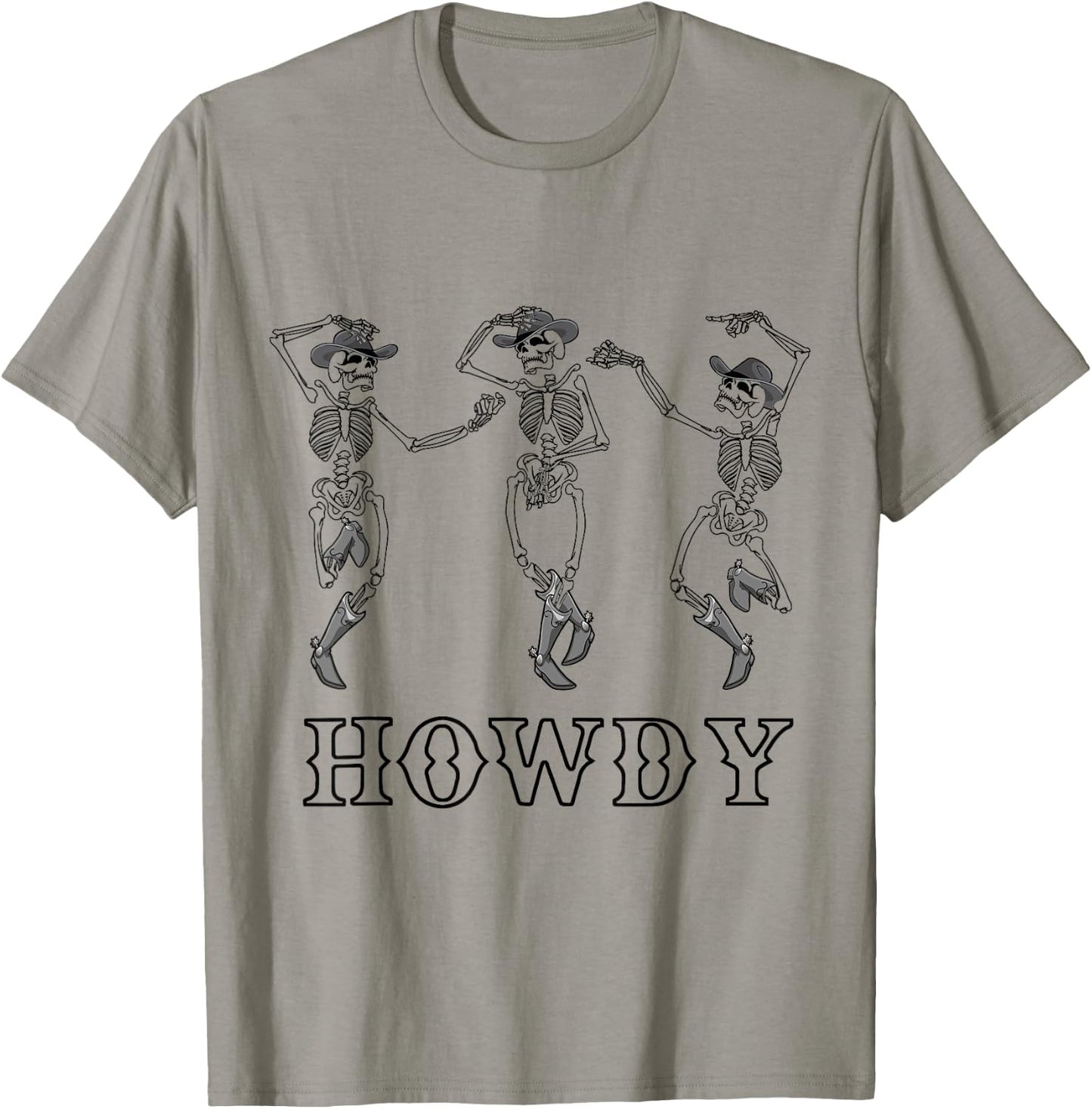 Retro Howdy Skeleton Cowgirl Dancing Cowboy Boots Horse T-Shirt - T-Shirt | Sand