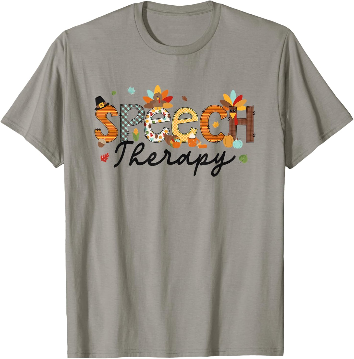 Thanksgiving Speech Therapy Thankful SLP Turkey Speechie T-Shirt - T-Shirt | Sand