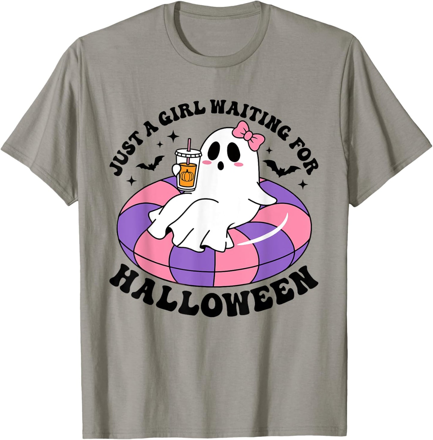 Just A Girl Waiting For Halloween Ghost Spooky Vibe Summer T-Shirt - T-Shirt | Sand