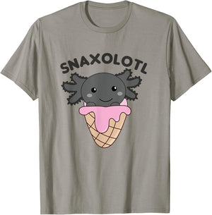 Snacks Pun Snaxolotl Ice Cream Axolotl Men Women Kids T-Shirt - T-Shirt | Sand