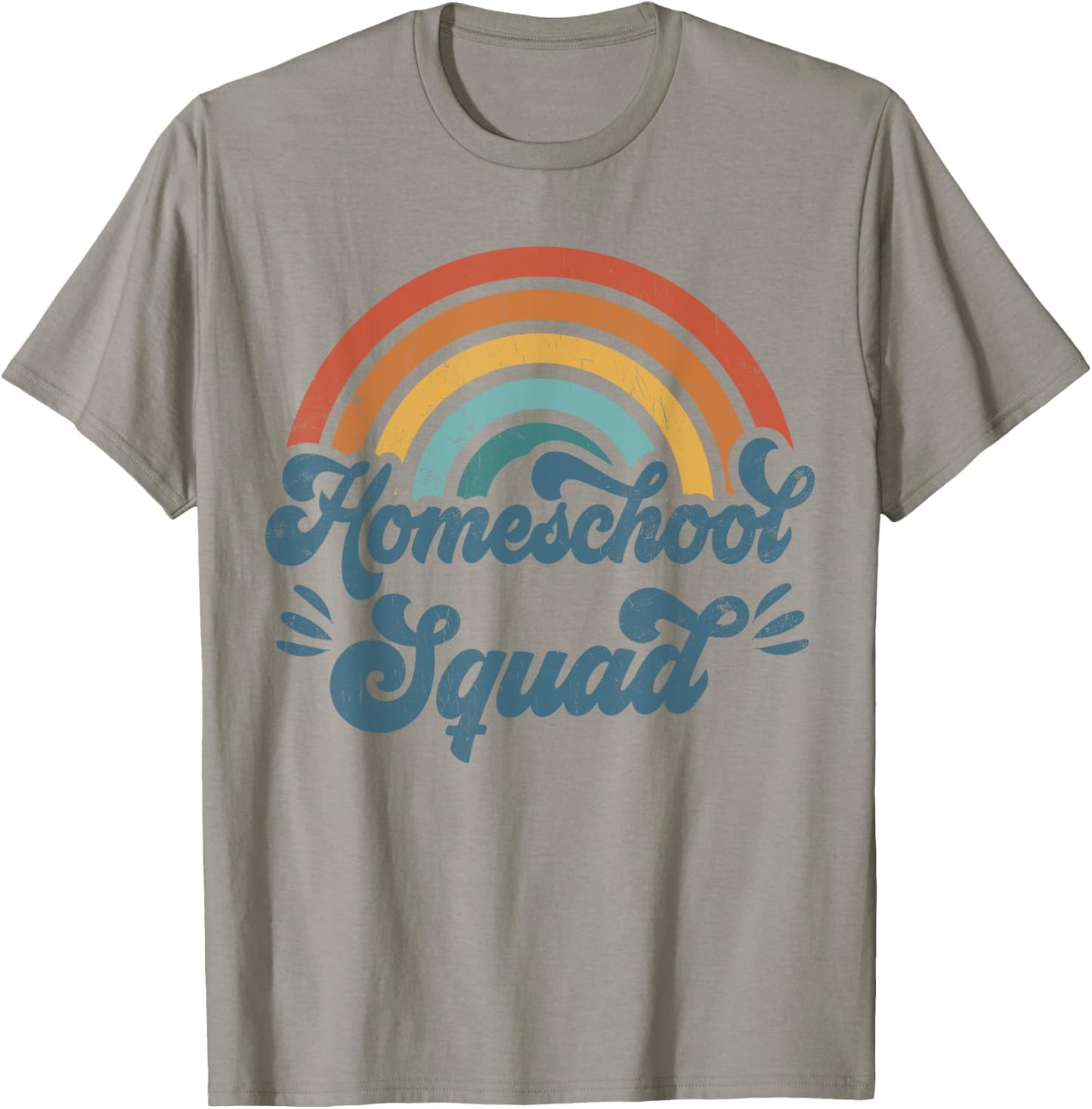 Funny Matching Homeschool Mom Retro Groovy Homeschool Squad T-Shirt - T-Shirt | Sand