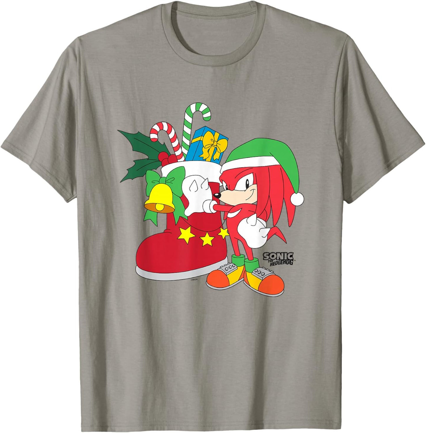 Sonic The Hedgehog Christmas Knuckles The Echidna Presents T-Shirt - T-Shirt | Sand