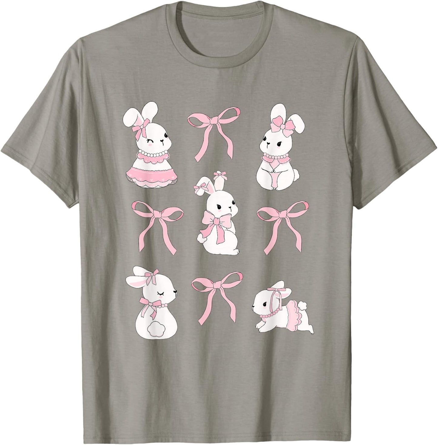 Cute Coquette Easter Bunny Pink Bows Aesthetic Girly T-Shirt - T-Shirt | Sand