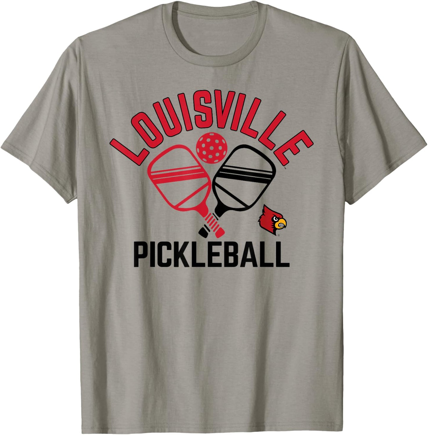 Louisville Cardinals Pickleball Gray Officially Licensed T-Shirt - T-Shirt | Sand