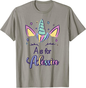 First Name Alessia Personalized A Is For Alessia T-Shirt - T-Shirt | Sand