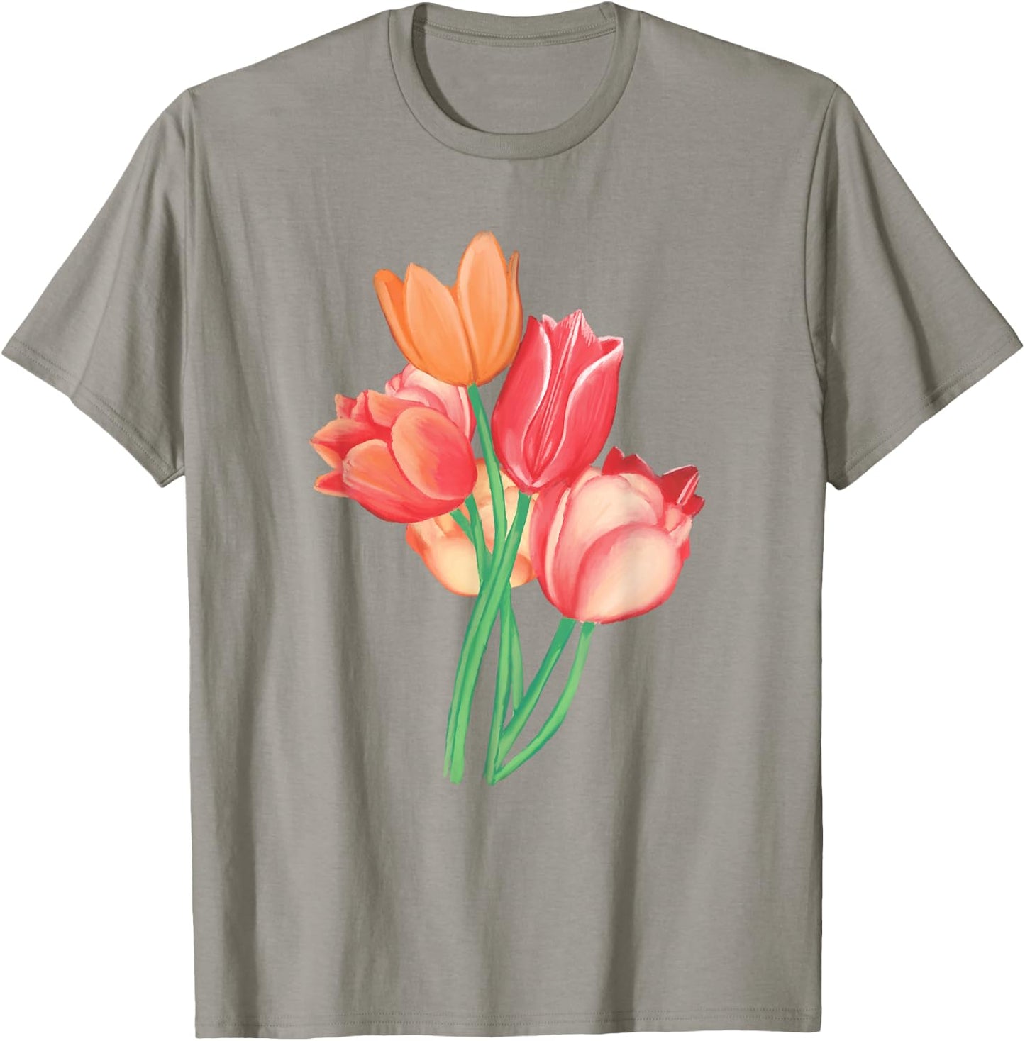 Tulip Watercolor Flower Nature Bouquet Flora T-Shirt - T-Shirt | Sand