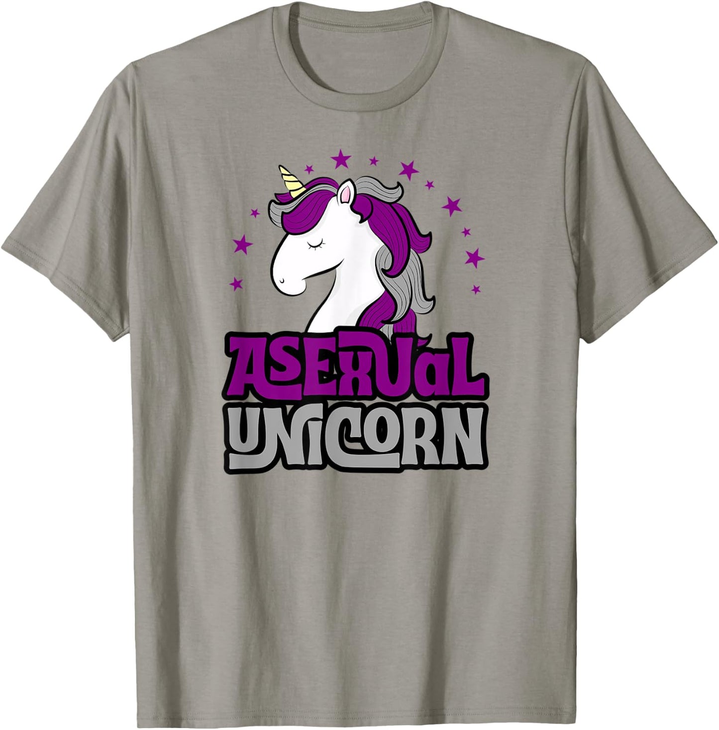 Asexual Unicorn Cute Girly Magical Ace Pride Flag Stuff Art T-Shirt - T-Shirt | Sand