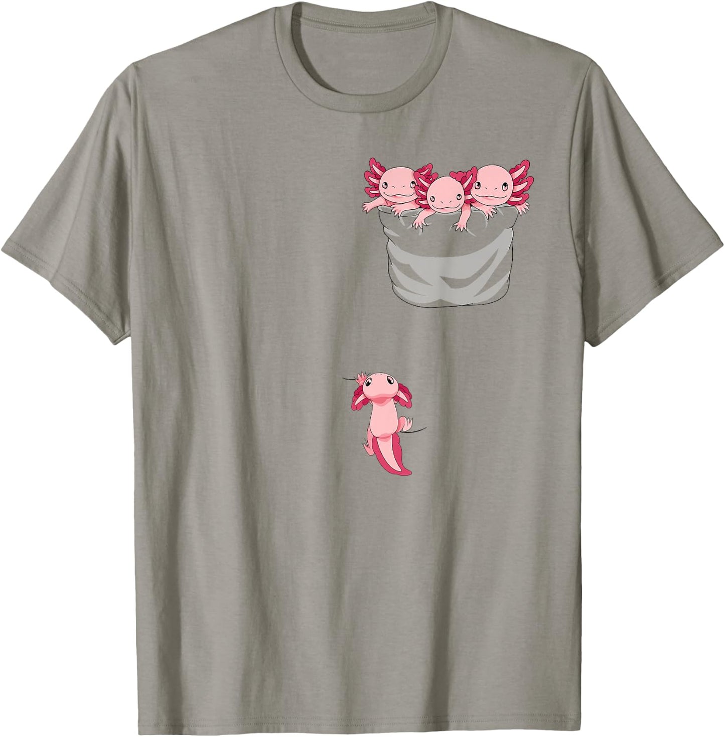 Axolotl Shirts for Girls Women Kid Axolotl Playing in Pocket T-Shirt - T-Shirt | Sand