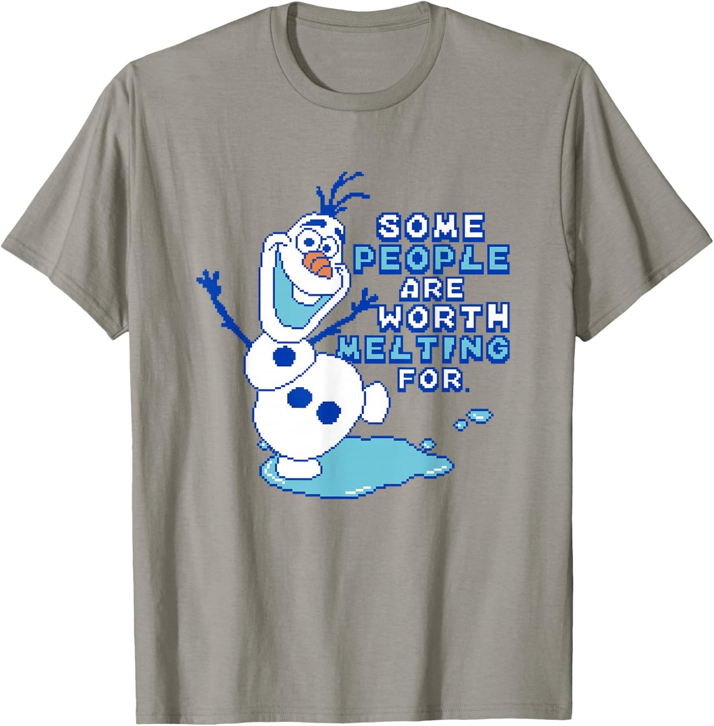 Disney Frozen Some People Are Worth Melting For Pixel Olaf T-Shirt - T-Shirt | Sand