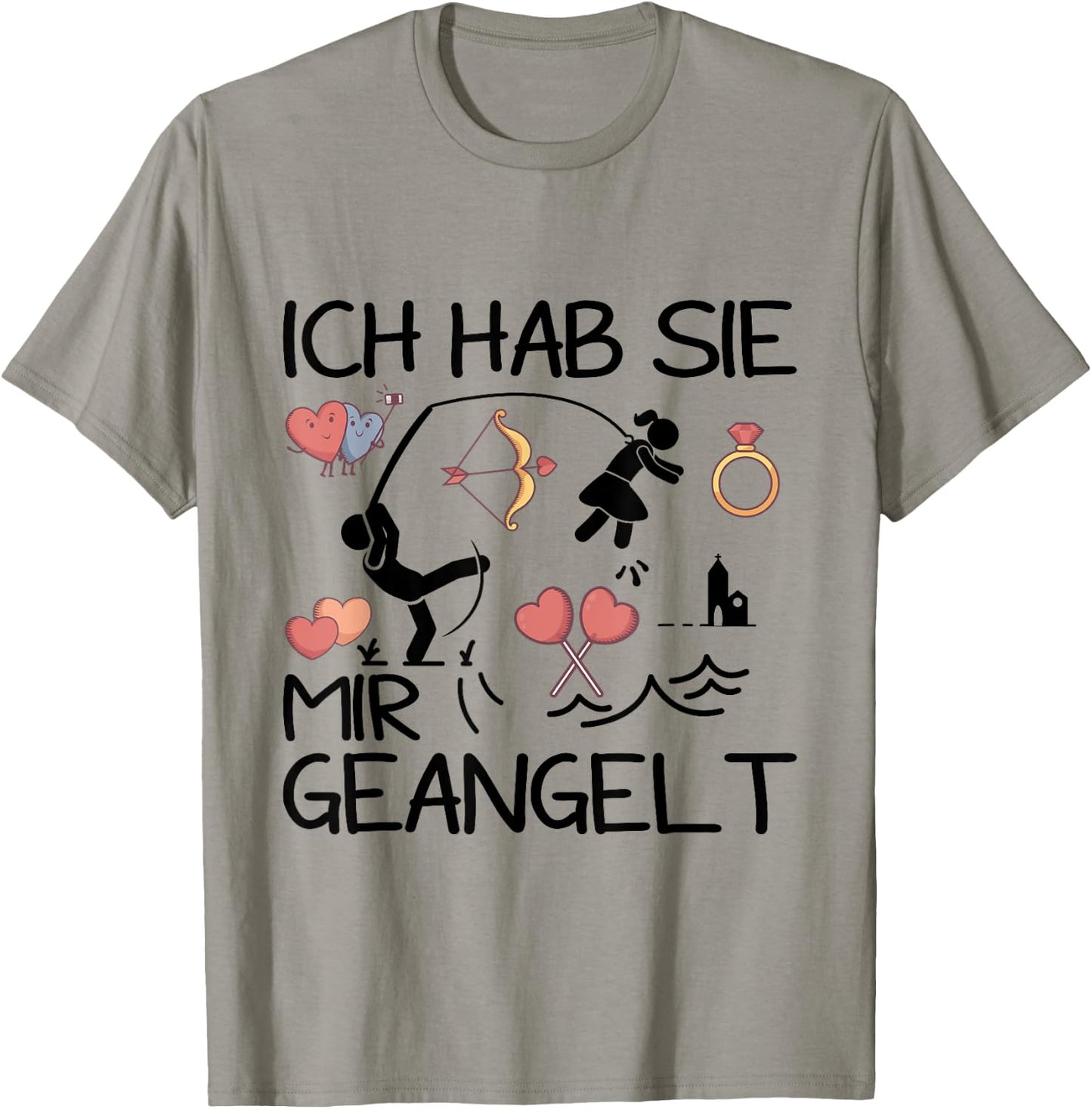Verlobung Verkünden Ich Hab Sie Mir Geangelt JGA Frauen T-Shirt - T-Shirt | Sand