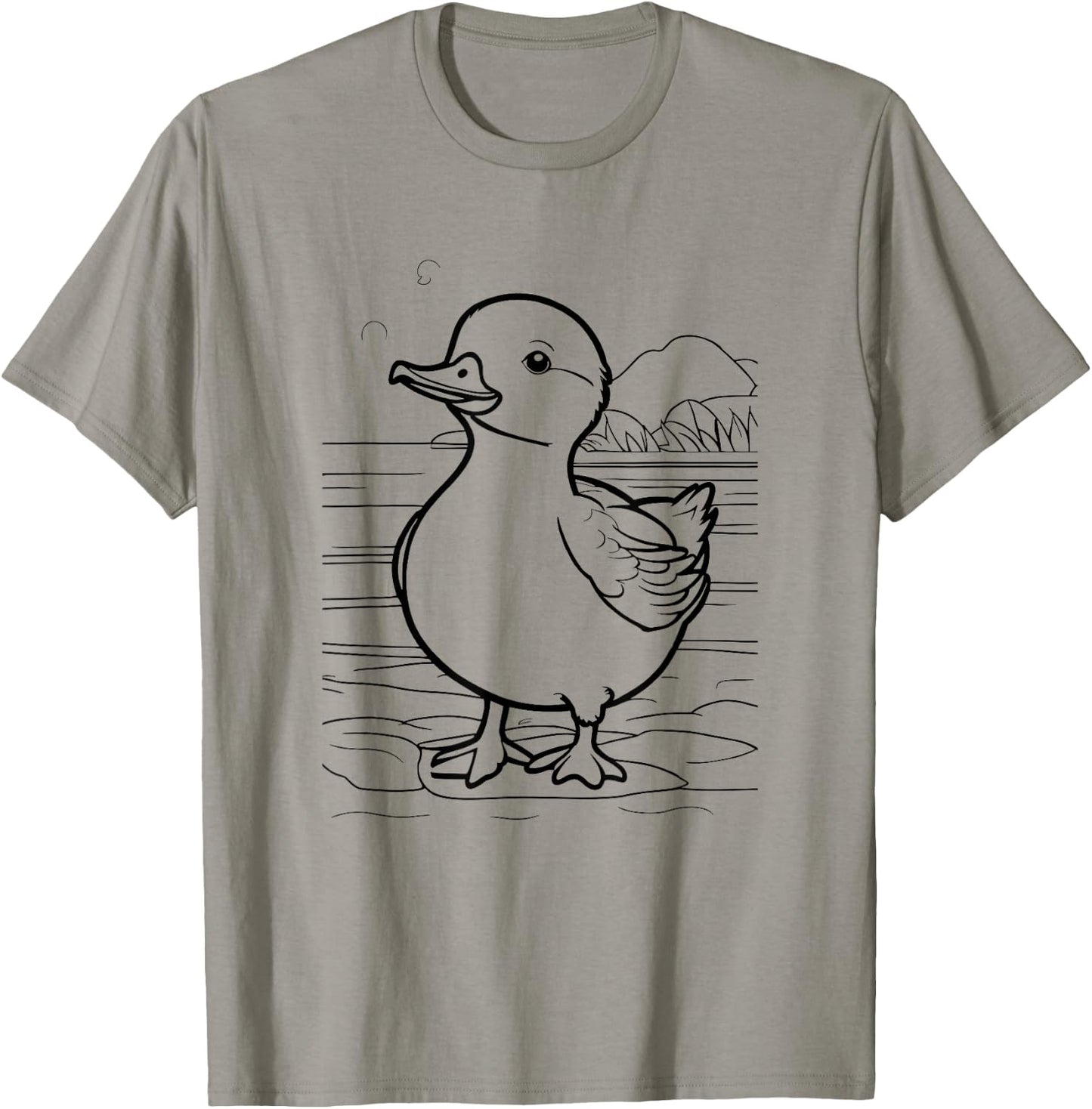 Duck by the lake for children to colour with textile pens DIY T-Shirt - T-Shirt | Sand
