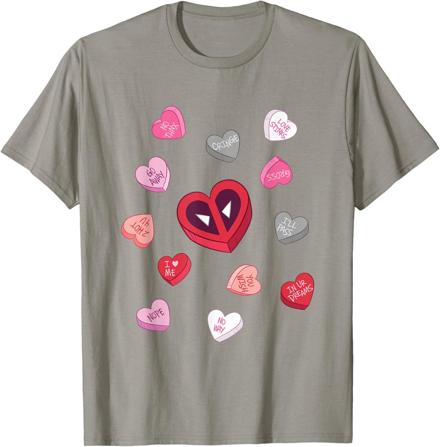 Marvel Deadpool Valentine's Day Heart Candies Chest Logo T-Shirt - T-Shirt | Sand