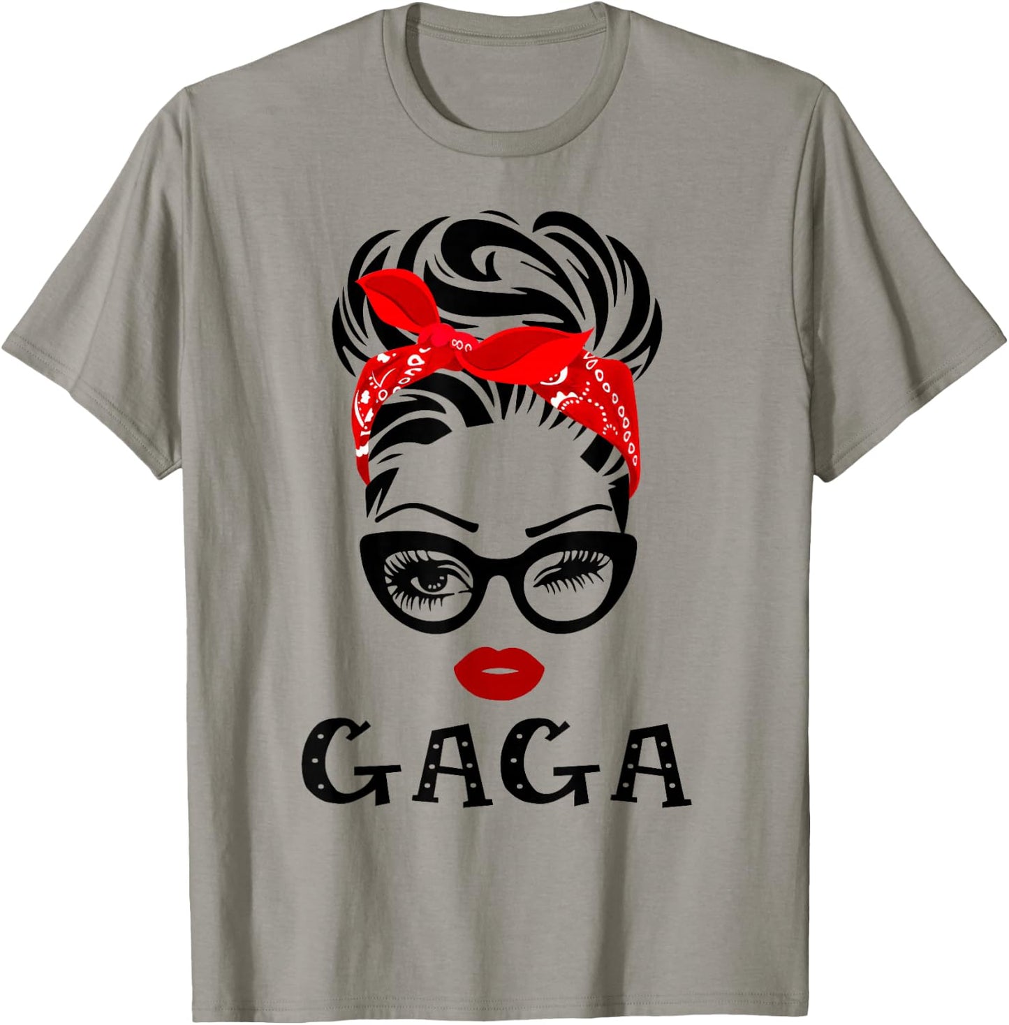GAGA Wink Eye Woman Face Gift GAGA Grandma T-Shirt - T-Shirt | Sand