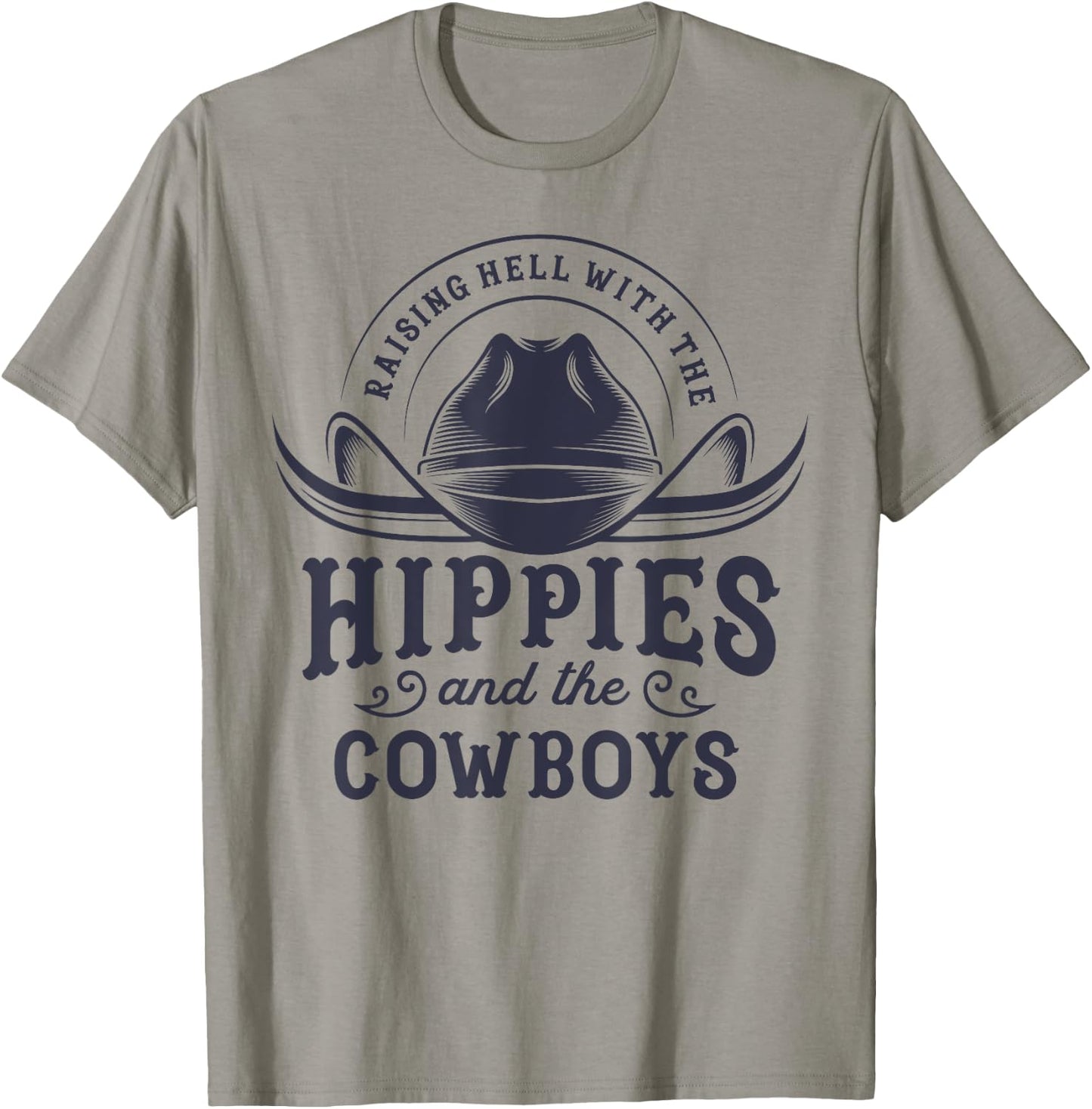 Hippies And Cowboys Cowgirls Retro 70s Western Country Rodeo T-Shirt - T-Shirt | Sand