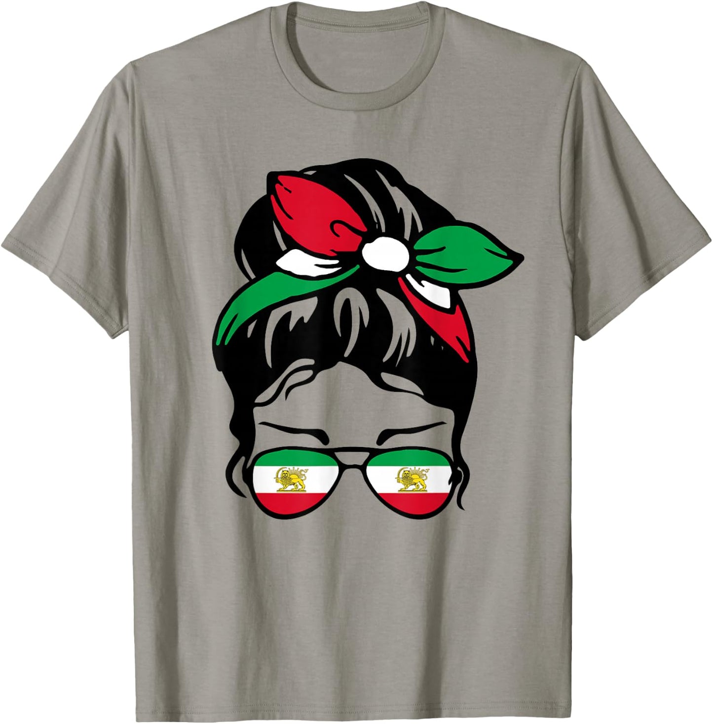 Patriotische Iran-Flagge, iranisch, niedlich, unordentlich, Dutt, Mädchen, Mutter, Kinder T-Shirt - T-Shirt | Sand