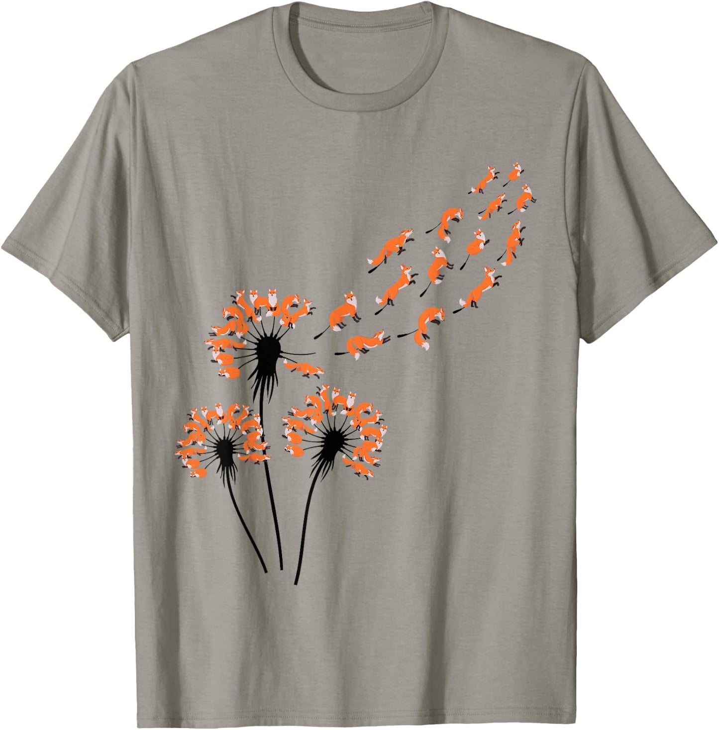 Flower Dandelion Foxes for Fox Lover | Fox T-Shirt - T-Shirt | Sand
