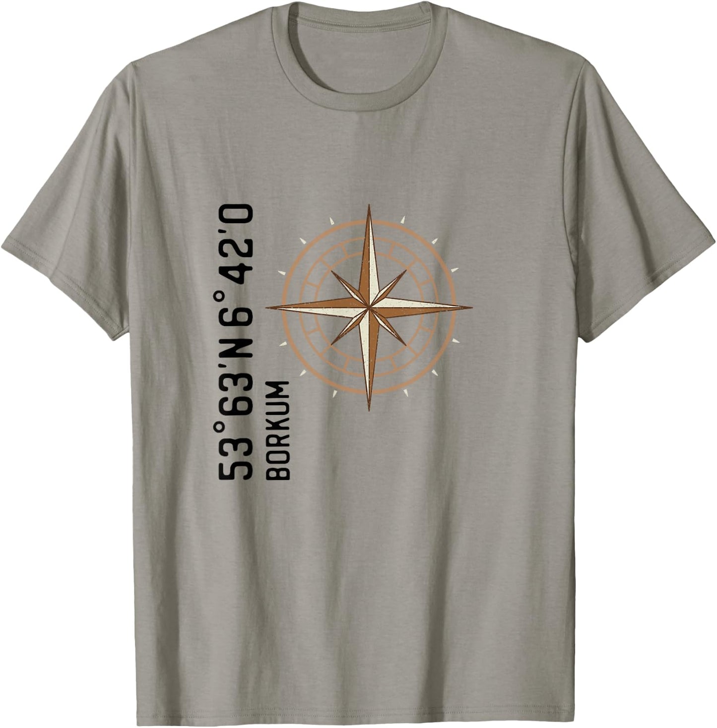 Borkum Koordinaten Design Kompass für einen Urlauber, Borkum T-Shirt - T-Shirt | Sand