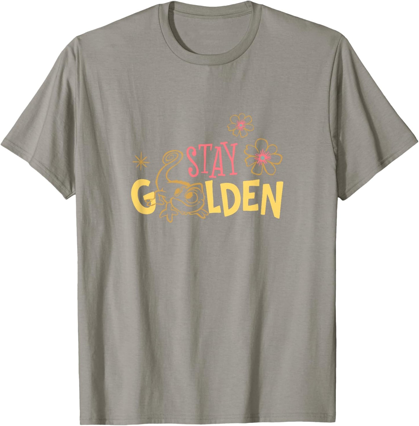 Disney Tangled Stay Golden Pascal Floral Vintage Logo T-Shirt - T-Shirt | Sand