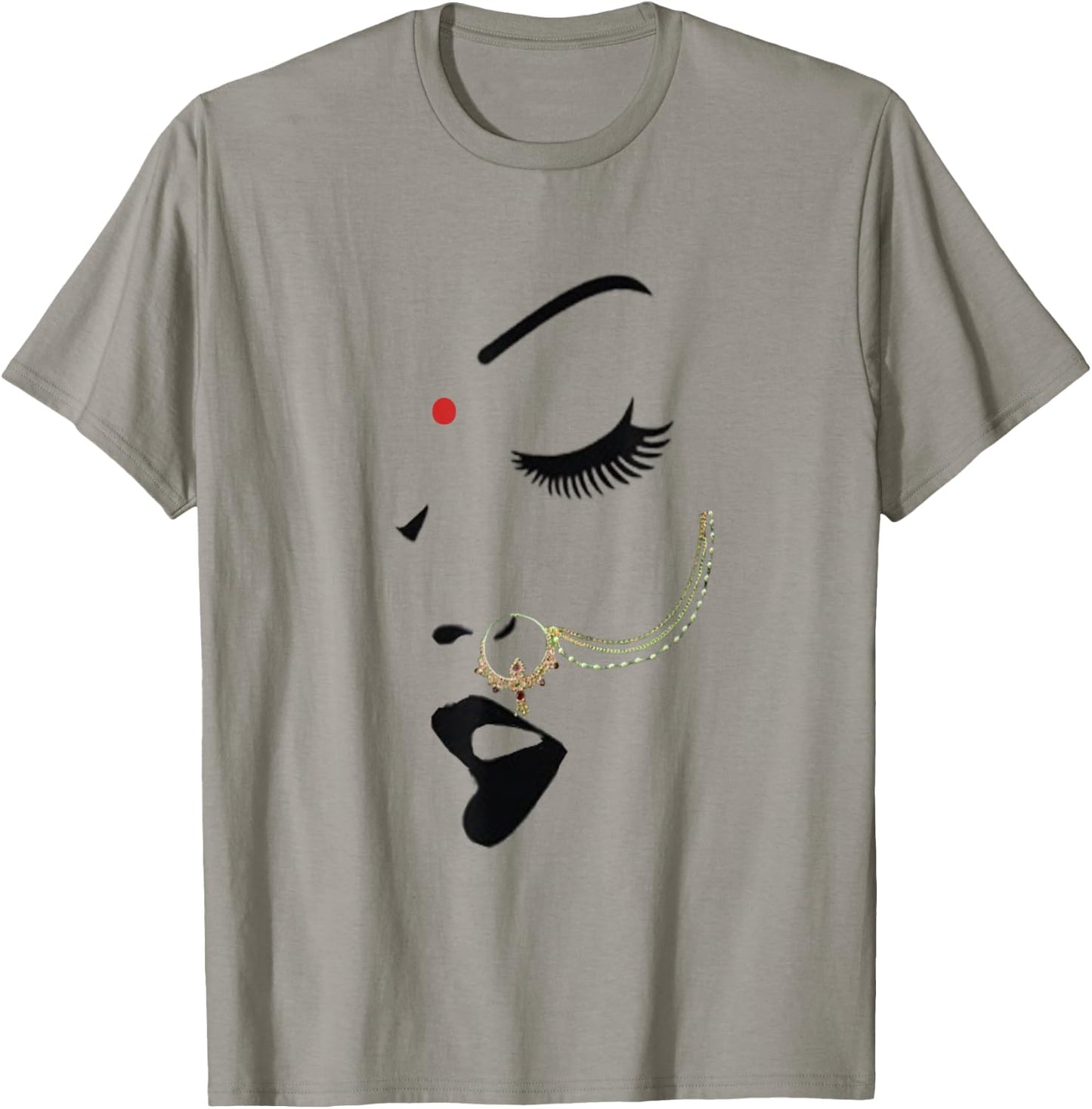 Indian desi Girl Nose Ring Bollywood Style Women Empowerment T-Shirt - T-Shirt | Sand