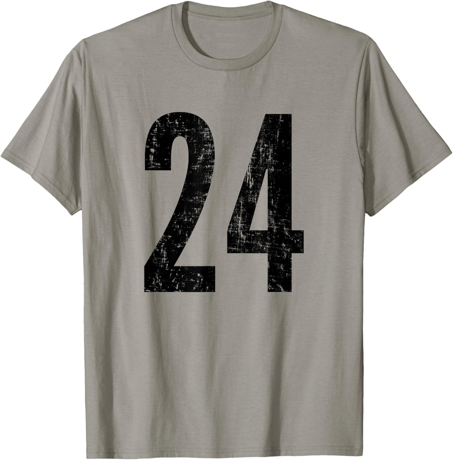 Number 24 Distressed Vintage Twenty Four Sports Practice T-Shirt - T-Shirt | Sand