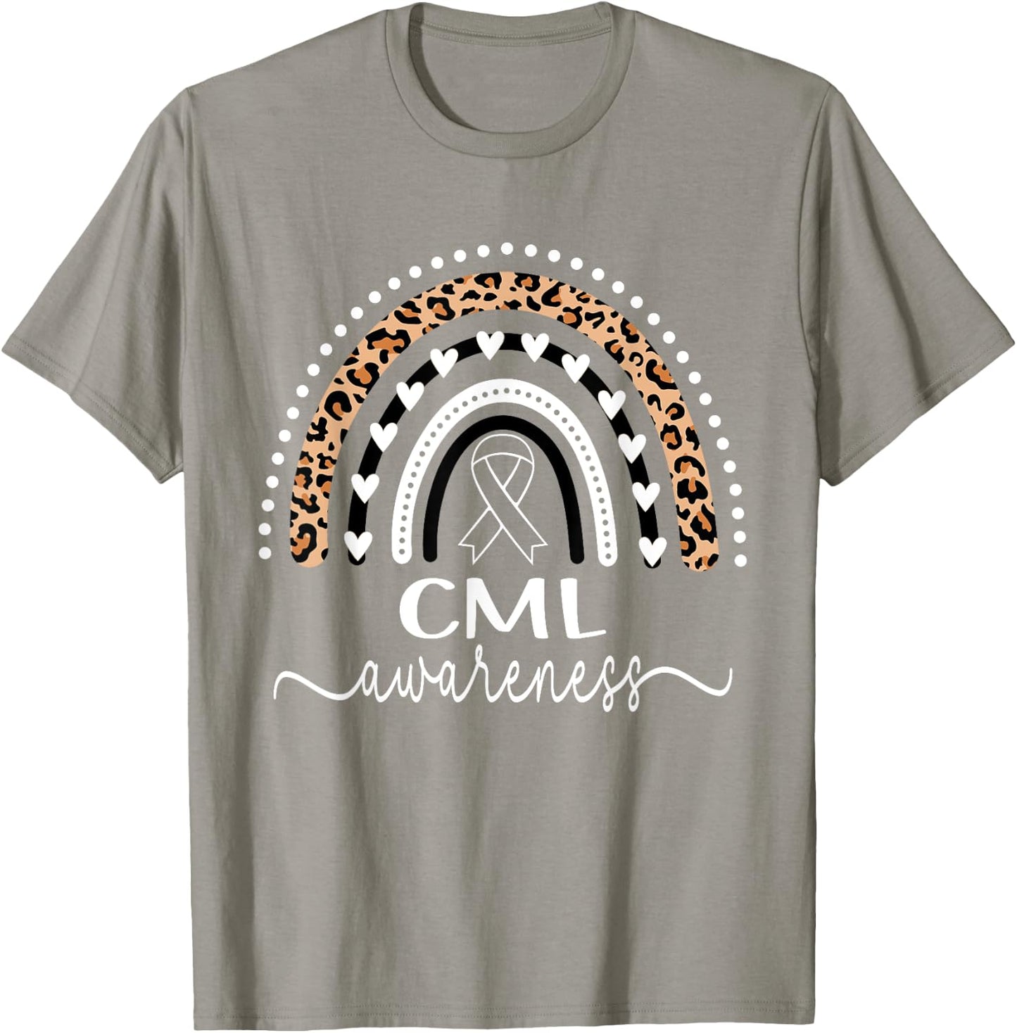 Leukemia CML Awareness Wear Orange Leopard Rainbow T-Shirt - T-Shirt | Sand