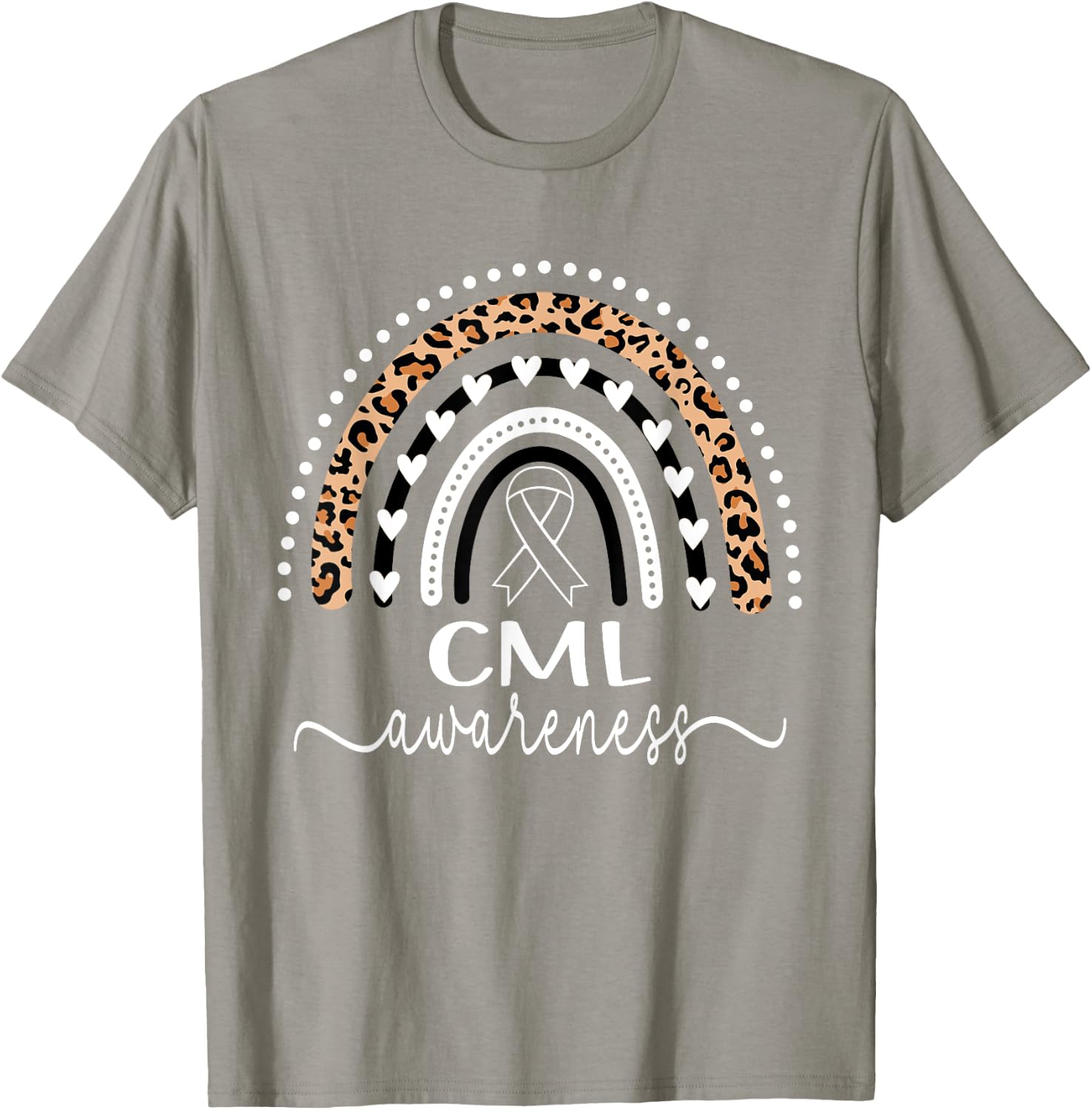 Leukemia CML Awareness Wear Orange Leopard Rainbow T-Shirt - T-Shirt | Sand