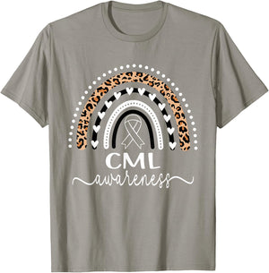 Leukemia CML Awareness Wear Orange Leopard Rainbow T-Shirt - T-Shirt | Sand