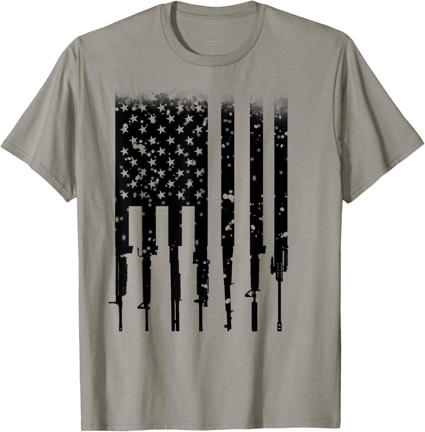 Home of the Brave Bullet Riddled American Rifle Flag - Men's Grey Small Classic Fit Short Sleeve T-Shirt - T-Shirt | Sand