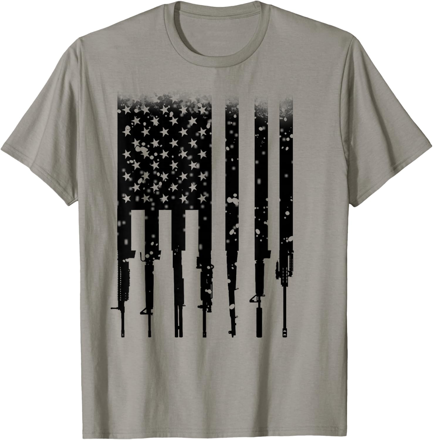Home of the Brave Bullet Riddled American Rifle Flag - Men's Grey Small Classic Fit Short Sleeve T-Shirt - T-Shirt | Sand