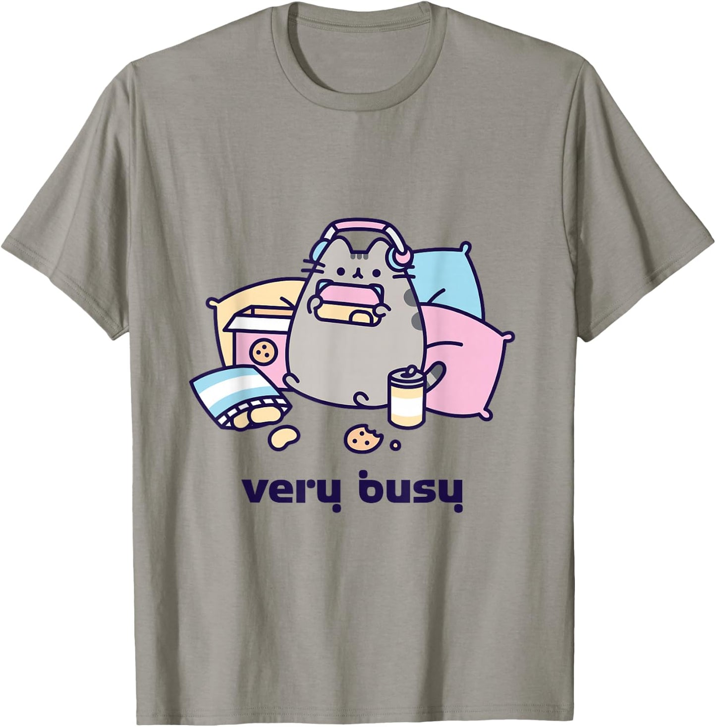 Pusheen Very Busy Gaming T-Shirt - T-Shirt | Sand