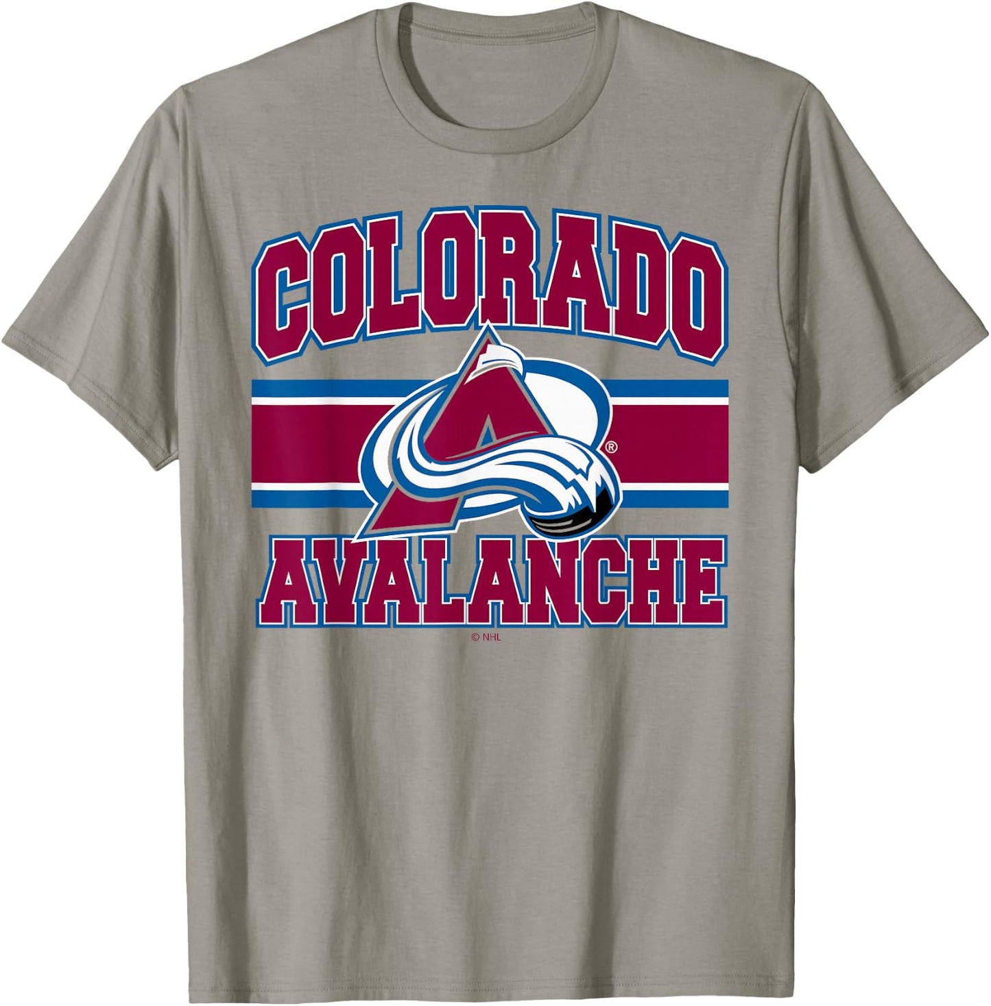 Colorado Avalanche Stripe Heather Gray Officially Licensed T-Shirt - T-Shirt | Sand