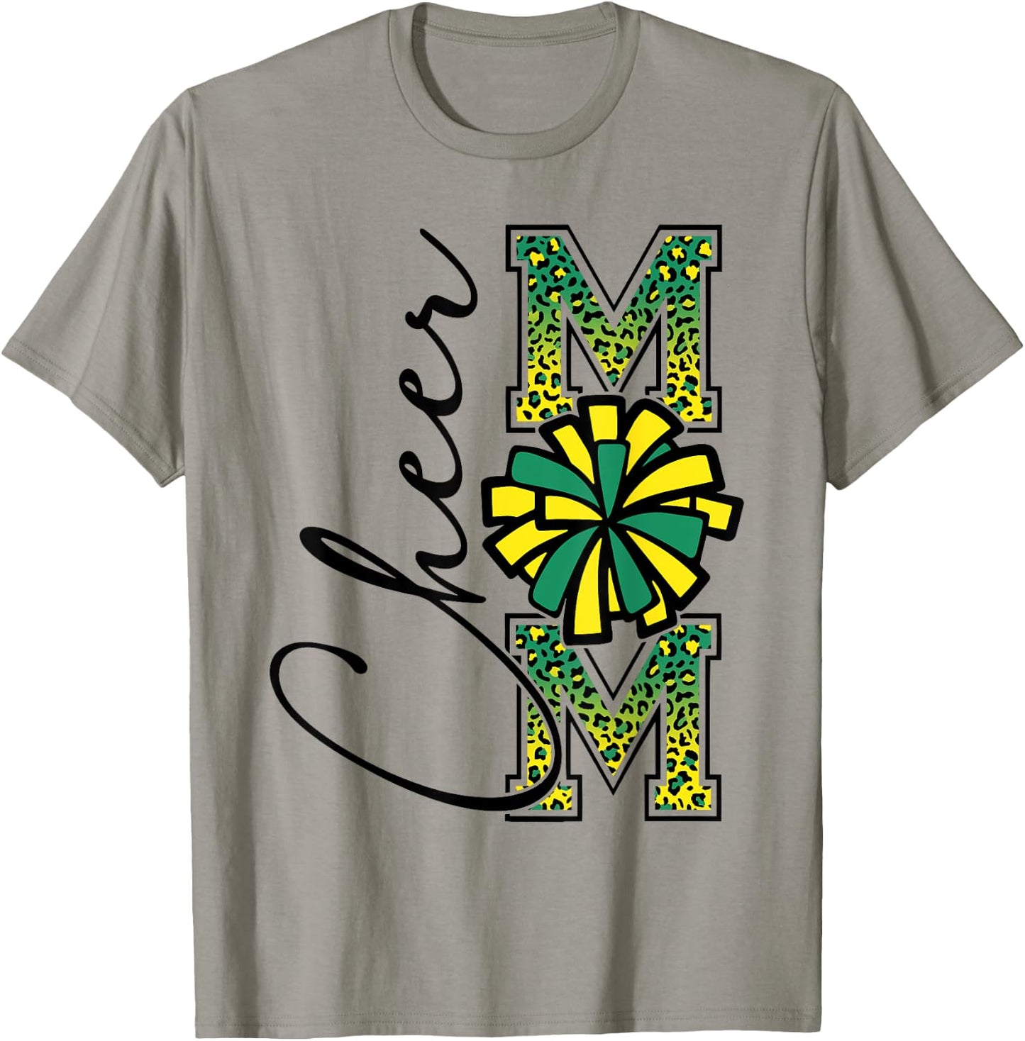 Football Cheer Mom Shirt Green Yellow Leopard Cheer T-Shirt - T-Shirt | Sand