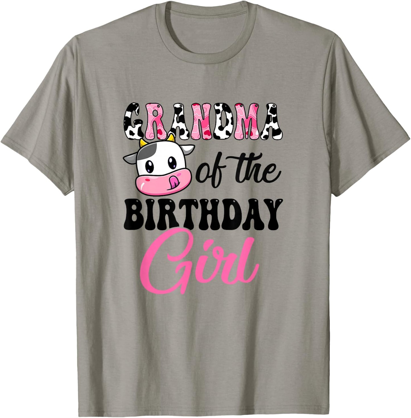 Grandma Of The Birthday Girl Cow Farm 1St Birthday Girl T-Shirt - T-Shirt | Sand