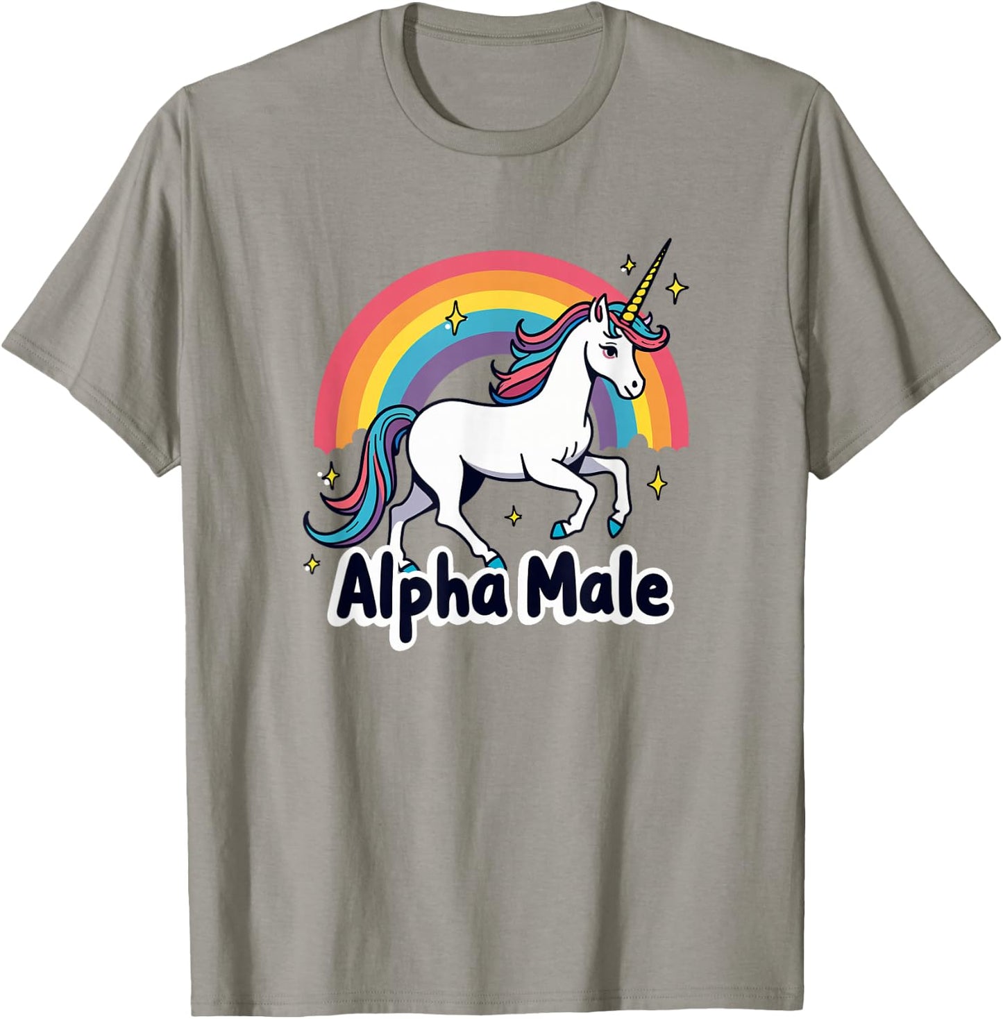Alpha Male Rainbow Unicorn Weird AlphaMale Meme Pink T-Shirt - T-Shirt | Sand
