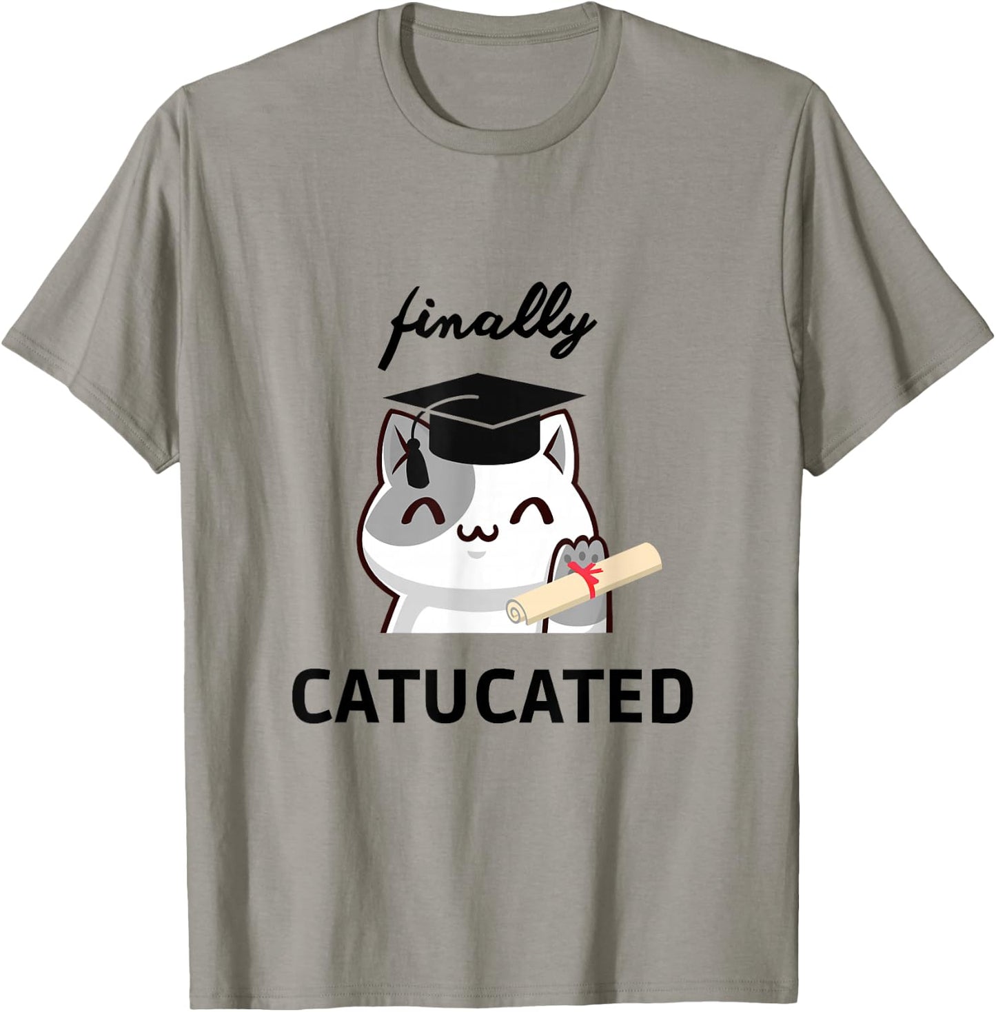 Catucated süße Kawaii Katze Bachelor Hut Studium Abschluss T-Shirt - T-Shirt | Sand