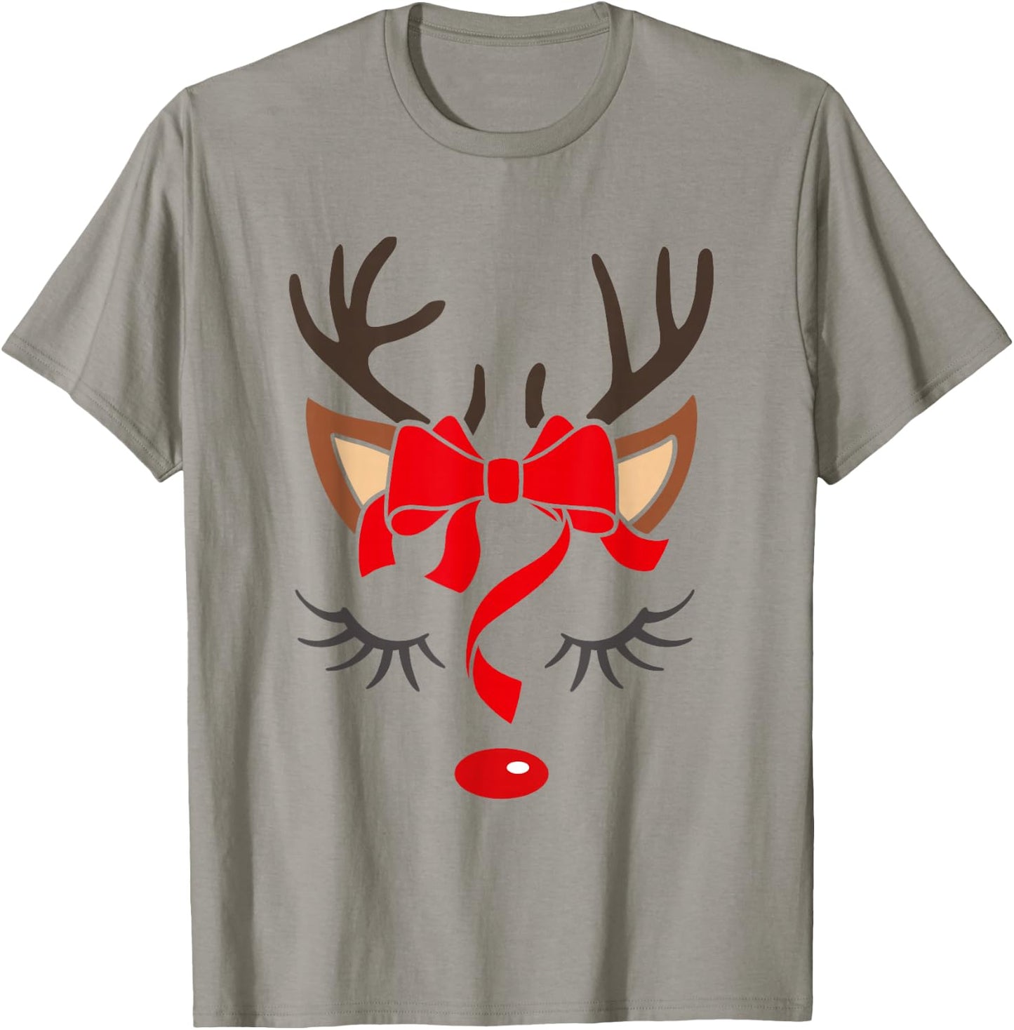 Reindeer Antlers Christmas Outfit Women Girls Kids Xmas T-Shirt - T-Shirt | Sand