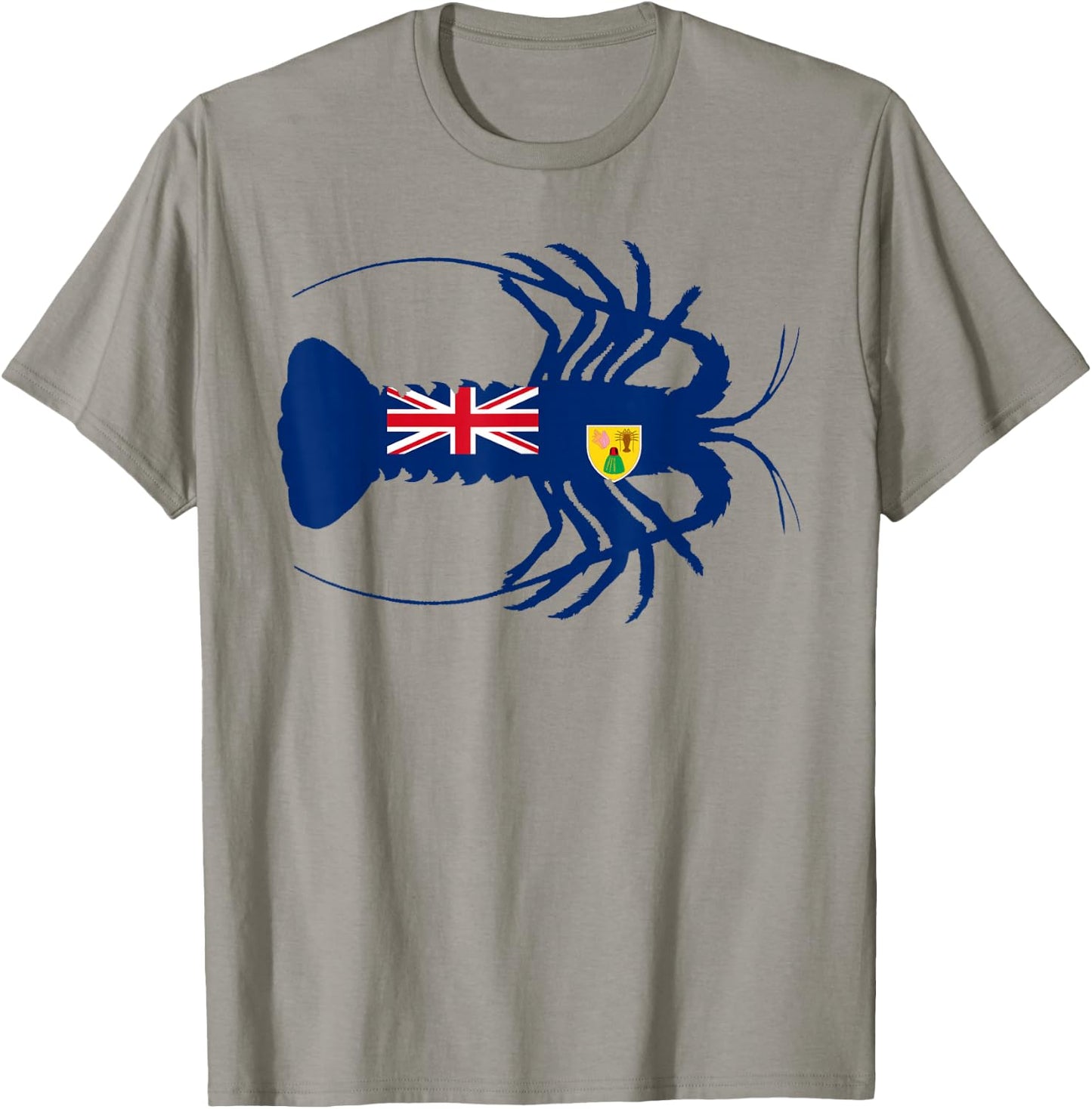 Turks and Caicos Flag Caribbean Spiny Lobster Silhouette T-Shirt - T-Shirt | Sand