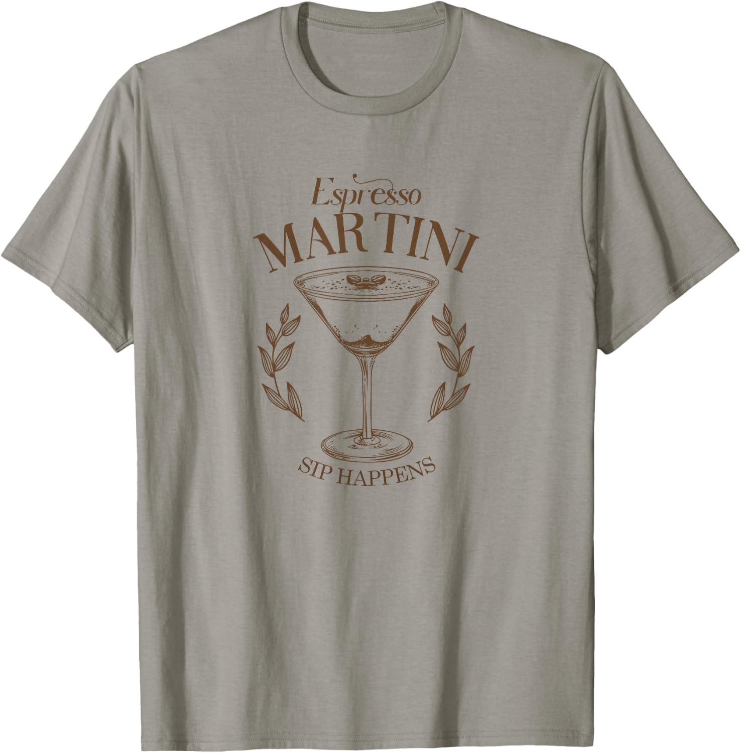Espresso Martini Cocktail Sip Happens Happy Hour Brunch Date , White T-Shirt - T-Shirt | Sand