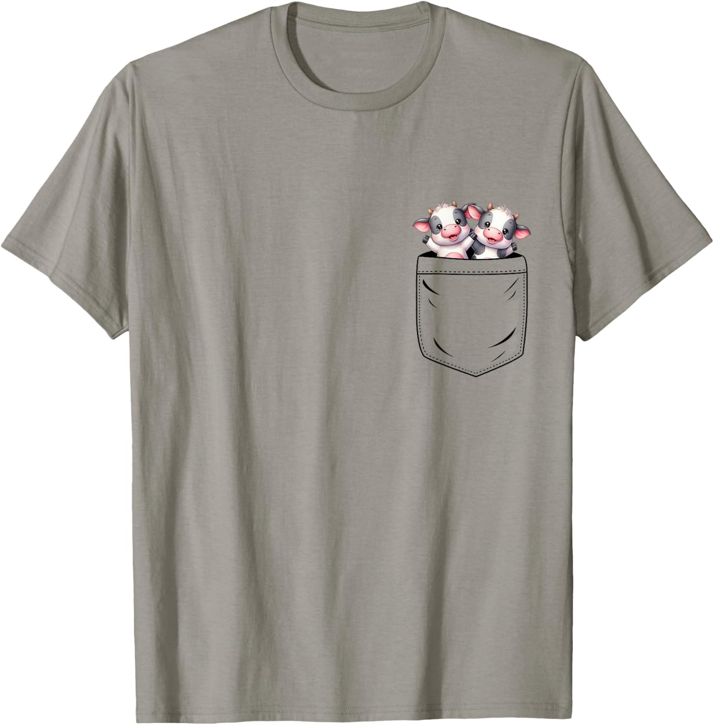 Cow Lovers Cute Funny Cow In Pocket T-Shirt - T-Shirt | Sand