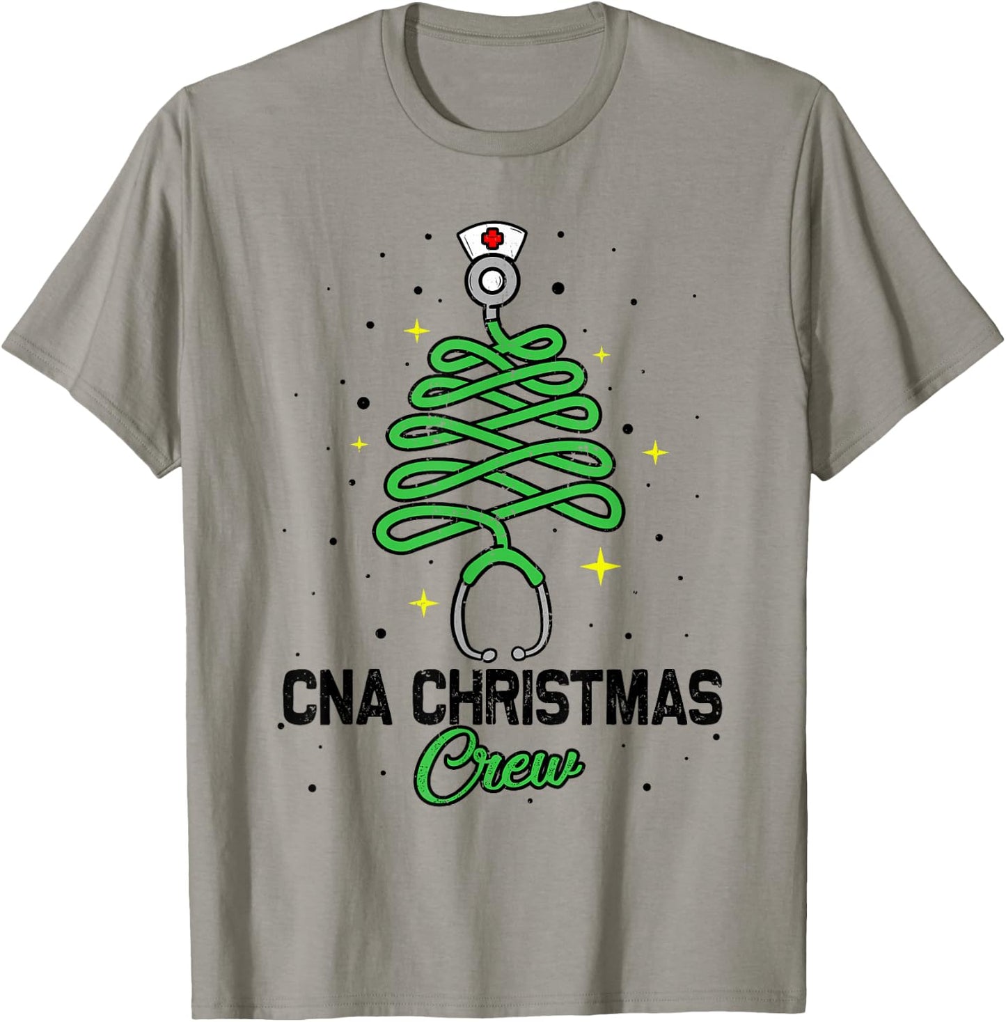 CNA Christmas Crew Cute Christmas Tree Xmas Lights Nurse T-Shirt - T-Shirt | Sand
