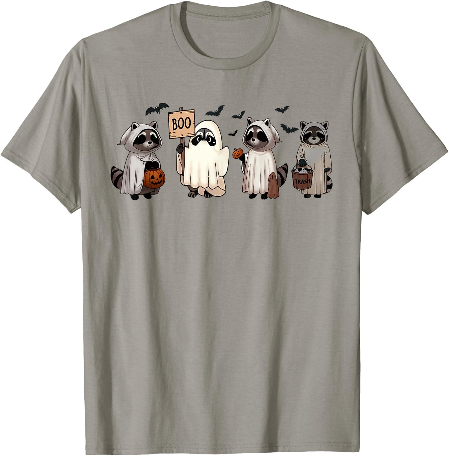 Cute Ghost Raccoon Halloween Funny Raccoon Spooky Season T-Shirt - T-Shirt | Sand