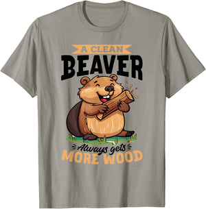 Funny Beaver Animal A Clean Beaver Always Gets More… T-Shirt - T-Shirt | Sand