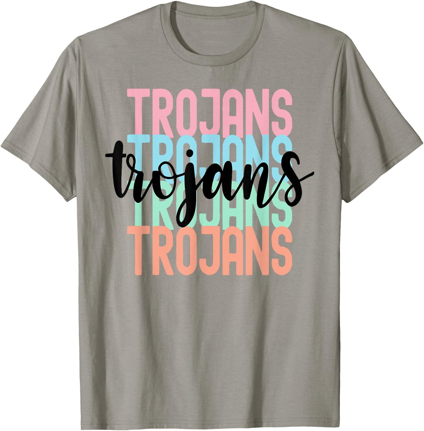 Trojans Team Mascot School Spirit Game Night T-Shirt - T-Shirt | Sand