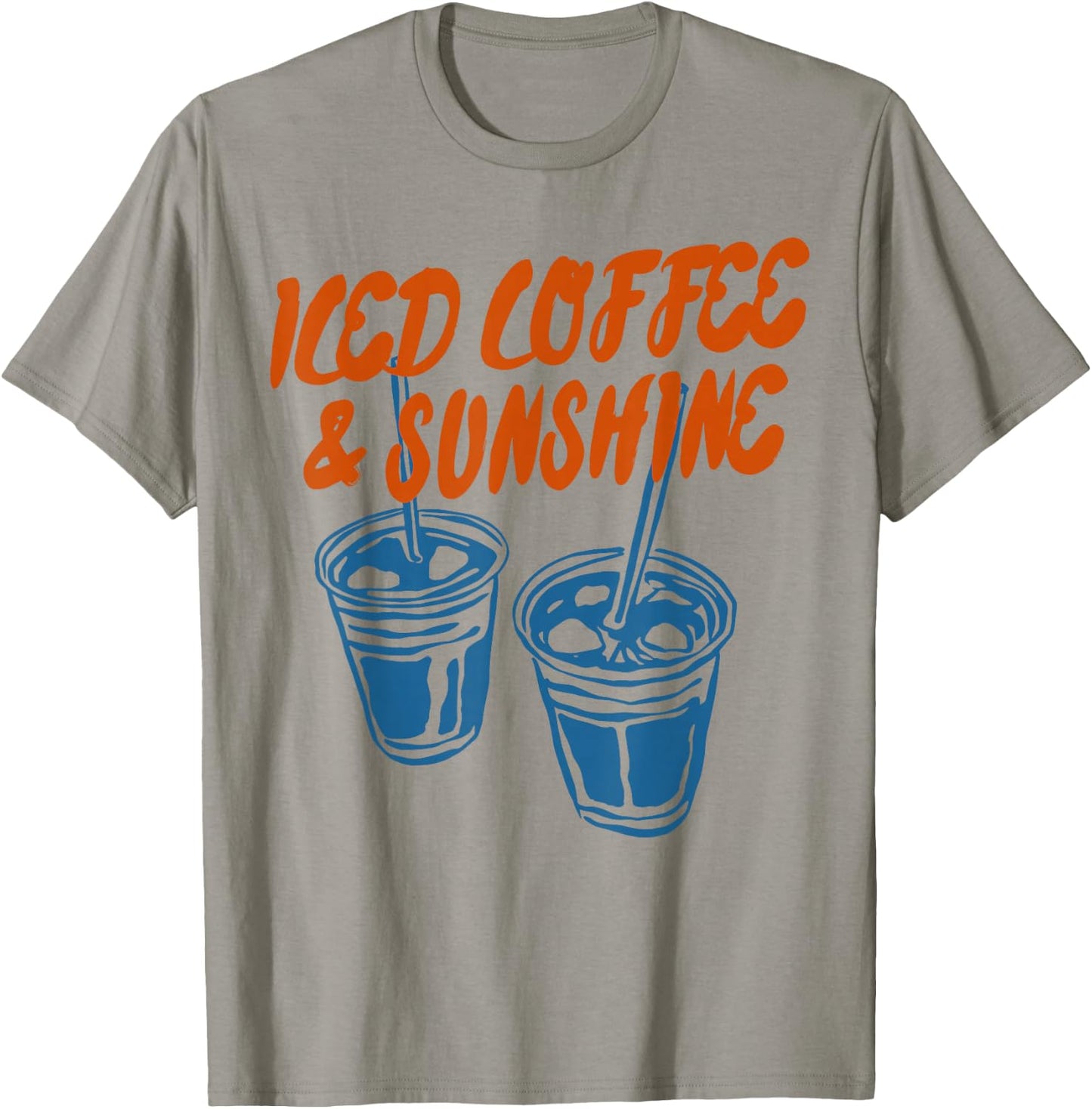 Iced Coffee and Sunshine Retro Graphic Summer Vibes T-Shirt - T-Shirt | Sand