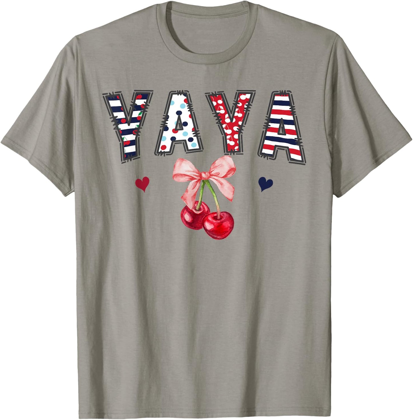 Yaya Pink Coquette Bow Cherry Birthday Girl Matching T-Shirt - T-Shirt | Sand